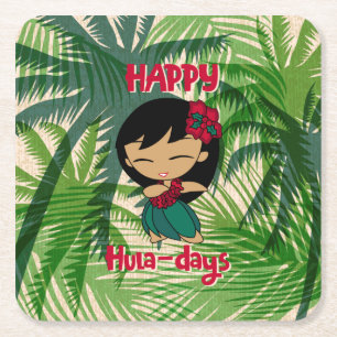 Dessous De Verre Carré Aloha Honeys Noël Holiday Hula Girl Palms Nap
