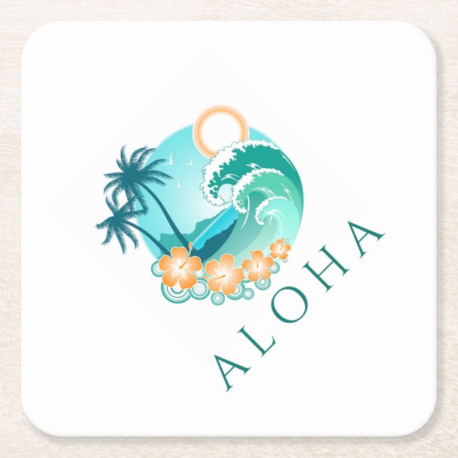 Dessous De Verre Carré Aloha Tropical (Devant)