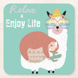 Dessous De Verre Carré Alpaca/Llama Avec Une Parcelle