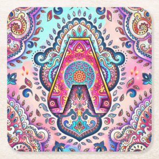 Dessous De Verre Carré Alphabet A mandala