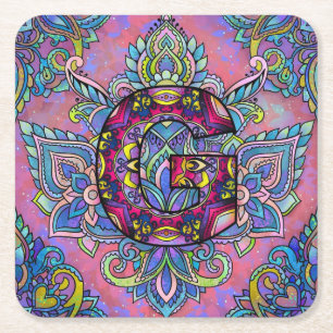 Dessous De Verre Carré Alphabet G mandala