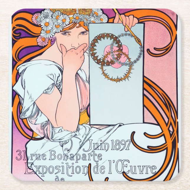 Dessous De Verre Carré Alphonse Mucha (Devant)