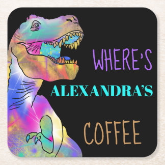 Dessous De Verre Carré Amateurs de café Funny Dinosaur citation