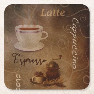 Dessous De Verre Carré Amateurs de café Word Art