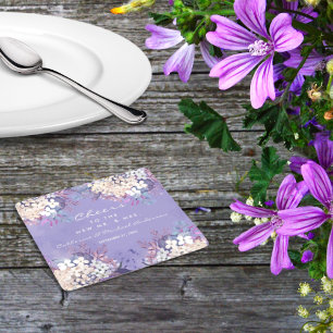 Dessous De Verre Carré Ambiance romantique Lavande Aquarelle Florale Prin