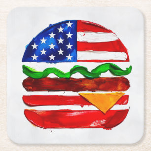 Dessous De Verre Carré America Burger (Peinture Blanche No. 1)