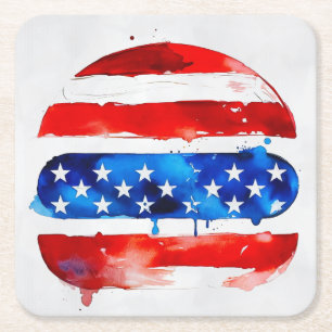Dessous De Verre Carré America Burger (Peinture Blanche No. 2)