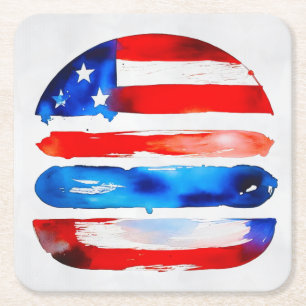 Dessous De Verre Carré America Burger (Peinture Blanche No. 3)