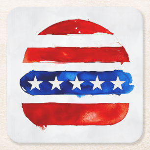 Dessous De Verre Carré America Burger (Peinture Blanche No. 4)