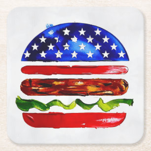 Dessous De Verre Carré America Burger (Peinture Blanche No. 5)