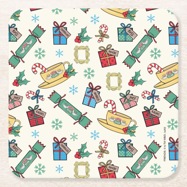 Dessous De Verre Carré AMIS™ | Motif d'icône de Noël (Devant)