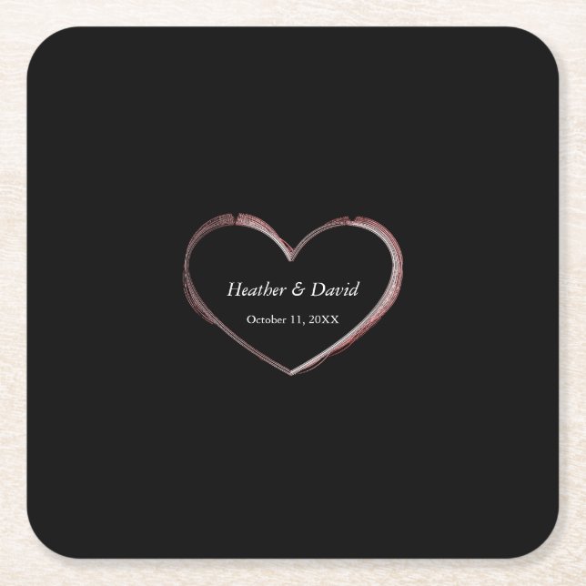 Dessous De Verre Carré Amour Coeur Attractif Charming Mariage (Devant)