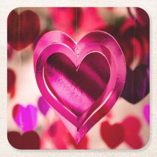 Dessous De Verre Carré Amour Coeur rose Valentines Jour Anniversaire