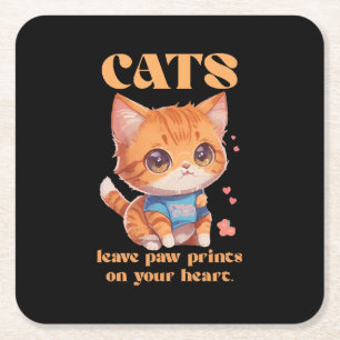 Dessous De Verre Carré amour de chat mignon