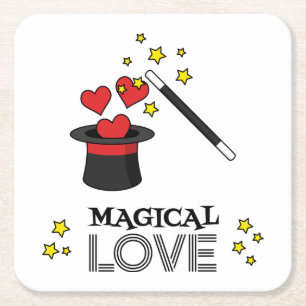 Dessous De Verre Carré Amour magique - Noir