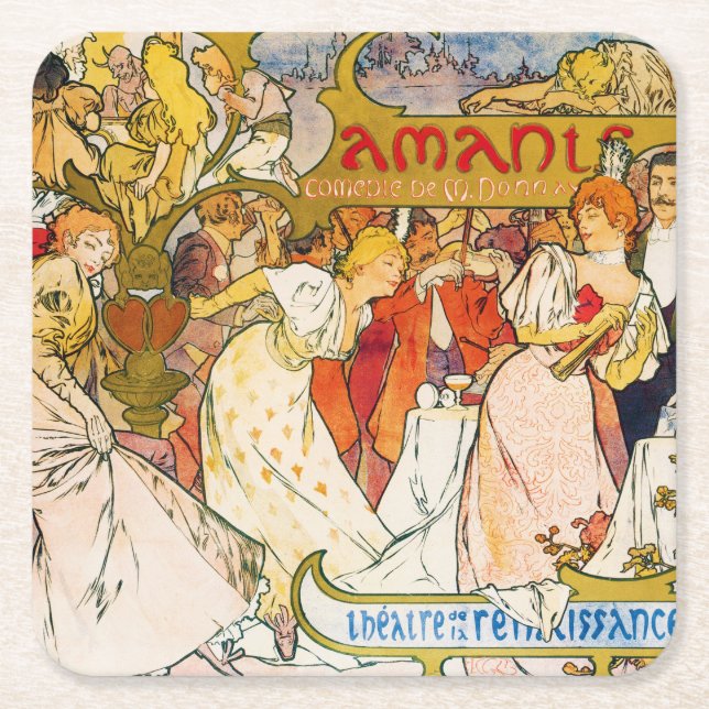 Dessous De Verre Carré Amoureux, Alphonse Mucha (Devant)