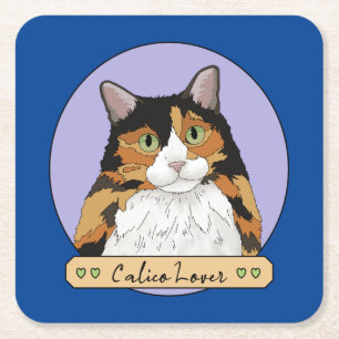 Dessous De Verre Carré Amoureux des chats Calico