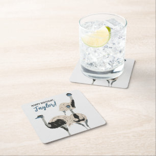 Dessous De Verre Carré Amoureux des oiseaux Emus Party personnalisée