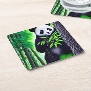 Dessous De Verre Carré Amusant Petit Ours Panda