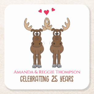 Dessous De Verre Carré Amusante Soirée Anniversaire Fête Whimsical Moose