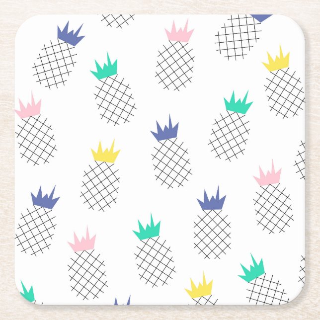 Dessous De Verre Carré Ananas abstraits 2 (Devant)