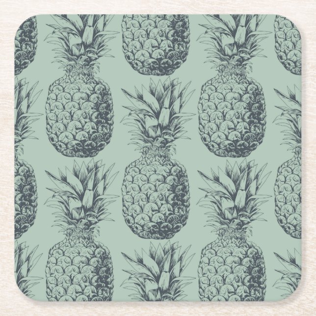 Dessous De Verre Carré Ananas, fruit tropical design motif (Devant)