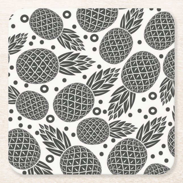 Dessous De Verre Carré Ananas monochromes 2 (Devant)