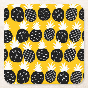 Dessous De Verre Carré Ananas noir