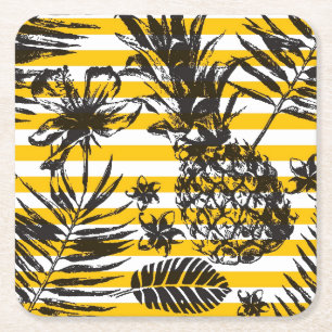 Dessous De Verre Carré Ananas tirés par la main