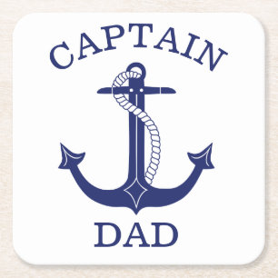 Dessous De Verre Carré Ancre nautique Capitaine Papa