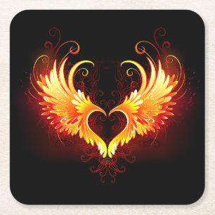 Dessous De Verre Carré Angel Fire Heart with Wings