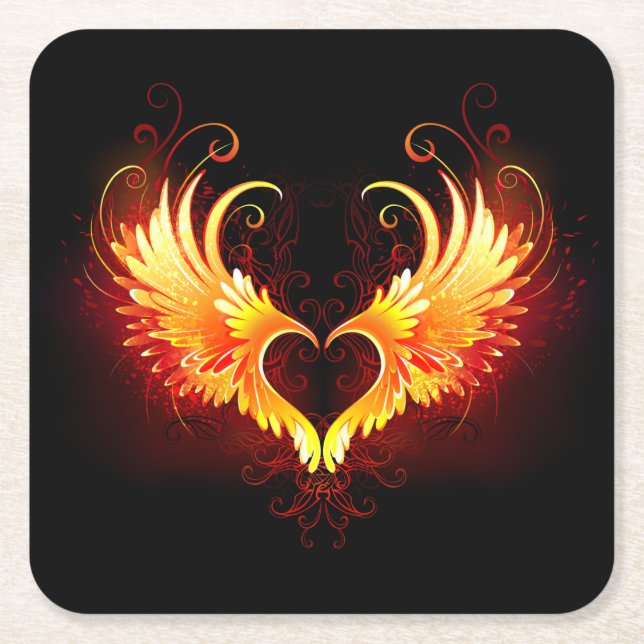 Dessous De Verre Carré Angel Fire Heart with Wings (Devant)