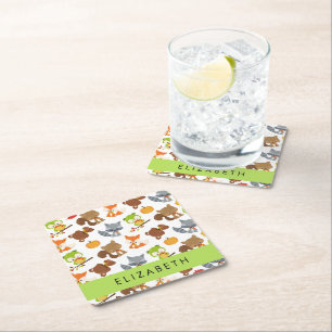 Dessous De Verre Carré Animaux de forêt, Animaux de forêt, Votre nom