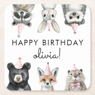 Dessous De Verre Carré Animaux de la fête des bois