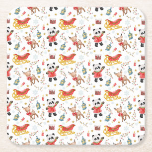 Dessous De Verre Carré Animaux de Noël