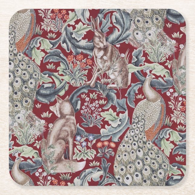 Dessous De Verre Carré Animaux forestiers, William Morris (Devant)