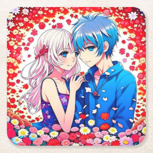 Dessous De Verre Carré Anime Couple Mariage unique