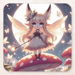 Dessous De Verre Carré Anime Girl Pixie Hippie Lune Fée