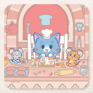 Dessous De Verre Carré Anime Tom, Jerry et boulangerie Tuffy