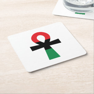 Dessous De Verre Carré Ankh rouge, noir et vert