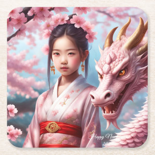 Dessous De Verre Carré Année du dragon 2024