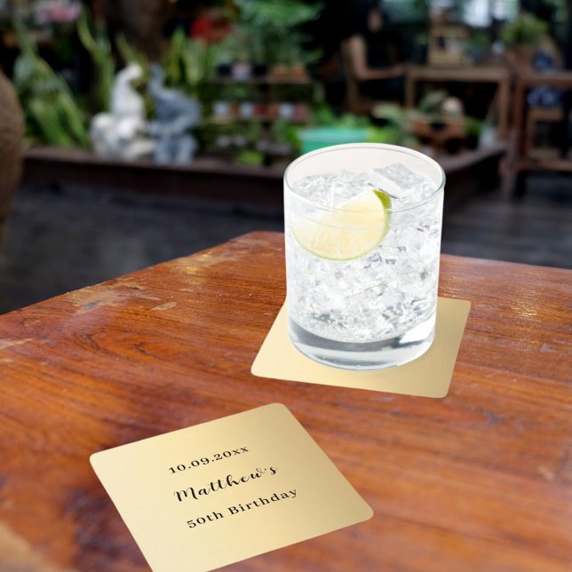 Dessous De Verre Carré Annianniversaire du script de nom d'or (Créateur téléchargé)