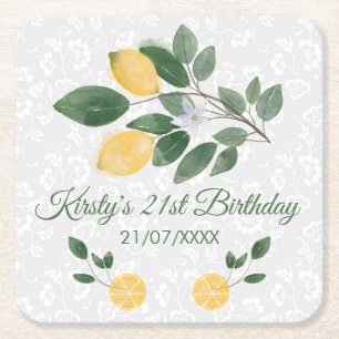 Dessous De Verre Carré Anniversaire Citrons Siciliens Aquarelle