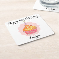 Anniversaire Cupcake rose Personnalisé