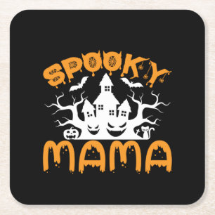 Dessous De Verre Carré Anniversaire de Halloween Éffrayant Mama