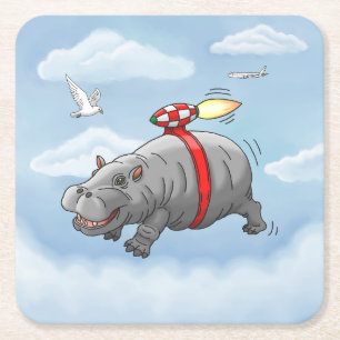 Dessous De Verre Carré Anniversaire de Hippo Fusée