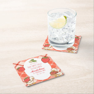 Dessous De Verre Carré Anniversaire des fraises d'oie sucrées idiotes