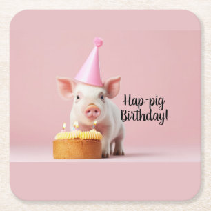 Dessous De Verre Carré Anniversaire du cochon de lait !
