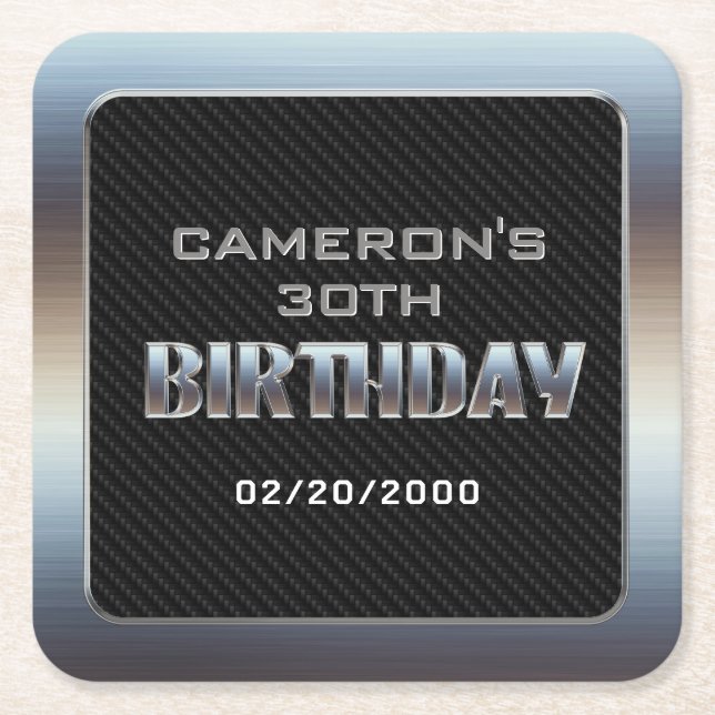 Dessous De Verre Carré Anniversaire du garçon masculin (Devant)