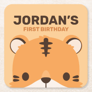 Dessous De Verre Carré Anniversaire du Tigre mignon